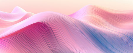 Abstract panorama of a digital wave pattern represented in soft, pastel carnation pink huesの素材