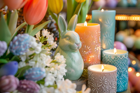 A Symphony of Fragrance: The Enchanting Display of Spring-Scented Candles Celebrating Easter's Joyful Arrivalの素材