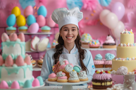 A Joyful Female Baker in a Chefの素材