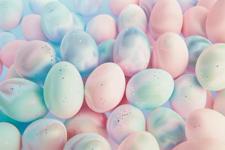 A Serene Easter Celebration: Delicate Pastel Gradients Forming Subtle Easter Egg Shapes in a Dreamy Illustrationの素材