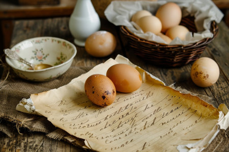 Easter Culinary Heritage: Cherished Family Recipes Handwritten on Vintage Paperの素材