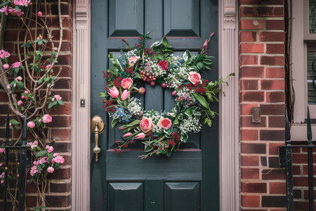 Easter's Arrival in Bloom: Handcrafted Floral Wreaths Bringing Spring's Vibrancy to Your Front Doorの素材
