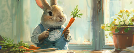 The Artistic Bunny of Easter: Bringing Spring to Life with a Carrot Penの素材