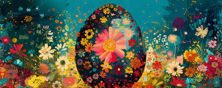 Spring's Bounty Encased in an Easter Egg: A Fusion of Abstract Floral Artistryの素材