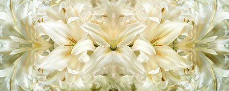 Elegance in Bloom: An Intricate Floral Design Featuring Easter Lilies in an Abstract Arrangementの素材