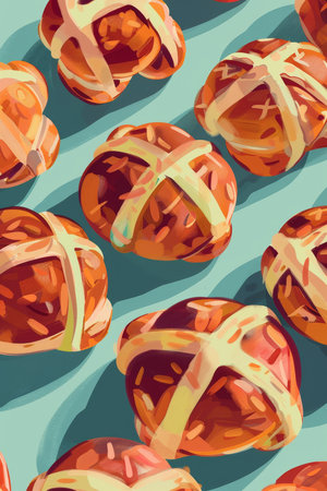 Easter Artistry: Transforming Traditional Hot Cross Buns into Creative Abstract Crossesの素材
