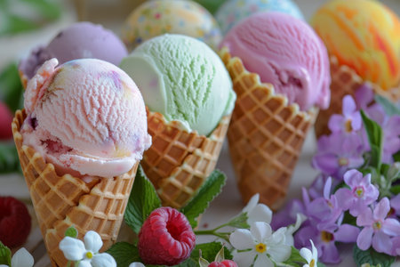Celebrate Spring with Our Special Easter Gelato Selection in Handcrafted Waffle Conesの素材