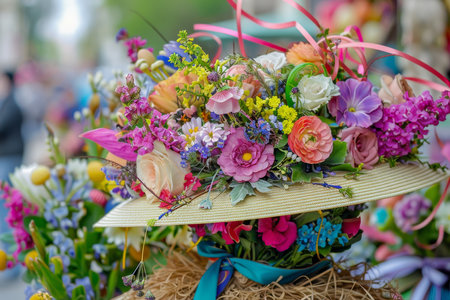 Easter Elegance: A Showcase of Handcrafted Bonnets and Hats Adorned with the Season's Finest Florals and Fabricsの素材