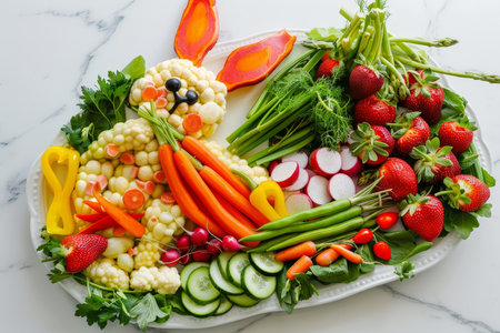 Spring into Easter with a Creatively Arranged Bunny-Shaped Vegetable Platterの素材