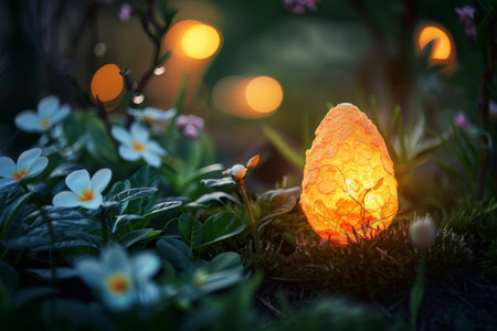 Under the Moonlit Sky: How a Petite Easter Egg Became a Beacon of Light in the Enchanted Gardenの素材