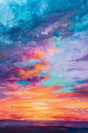 Layers of Joy: An Easter Morning Sunrise Brings a Spectrum of Colors to the Spring Skyの素材