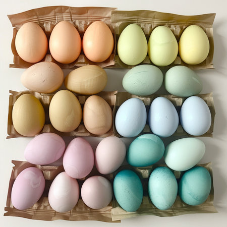 Easter Memories in Pastel Hues: A Collection of Vintage Egg Dye Packets Ready for Springの素材
