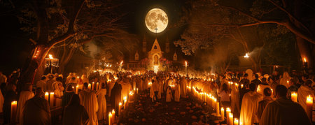 Illuminating the Path to Resurrection: A Community's Candlelit Observance on the Eve of Easter Sundayの素材