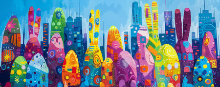 A City Transformed: Abstract Easter Wonders Amongst Urban Shadows and Lightsの素材