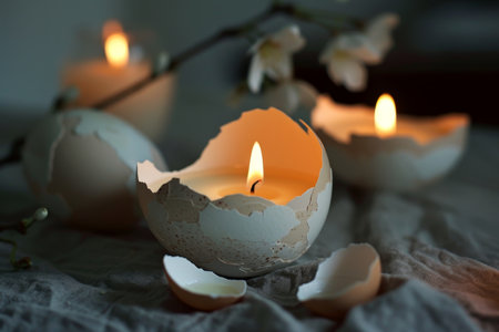 Crafting Easter Warmth: Eggshell Holders with Tea Lights for a Cozy Celebrationの素材
