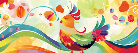Harmony in Spring: An Artistic Rendition of a Chick Performing Easter Anthems in an Abstract Worldの素材