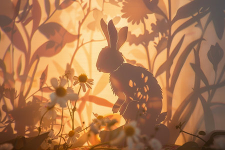 Easter Magic Captured: The Delicate Pattern of a Bunny's Shadow Weaves a Story of Renewalの素材