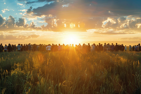 In the Embrace of Nature, a Community Comes Together for a Spiritual Sunrise Easter Serviceの素材