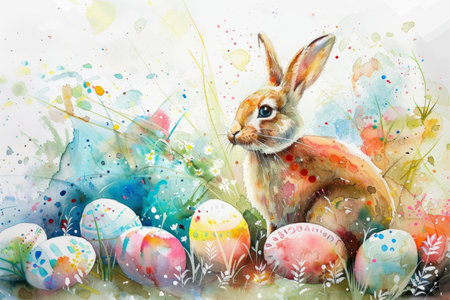 Hidden Easter Delights: A Festive Exploration of Symbolic Treasures in a Watercolor Dreamの素材
