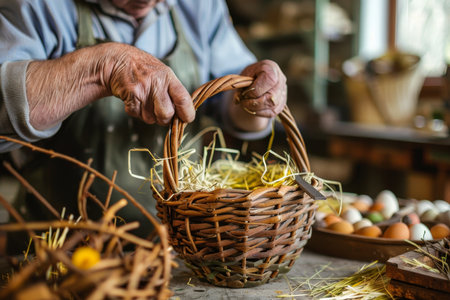 Easter Basket Weaving: A Close-Up Look at the Craft That Brings Families Together for the Holidaysの素材