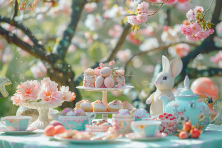 Pastel Paradise: Celebrating Easter with a Magical Tea Party Amongst the Spring Flowersの素材