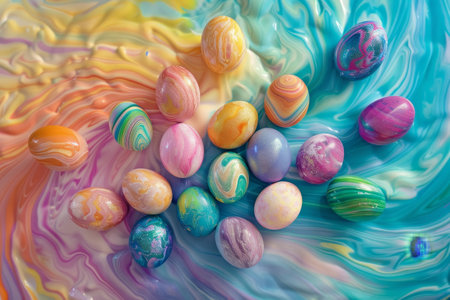 Easter's Whirlpool Wonderland: An Artistic Dive into Pastel Egg Colorsの素材