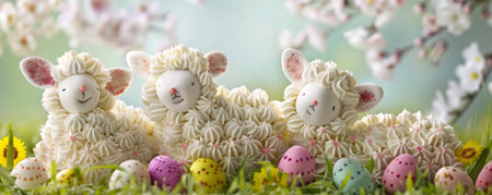 From Oven to Easter Table: The Whimsical Process of Creating and Adorning Lamb-Shaped Cakesの素材