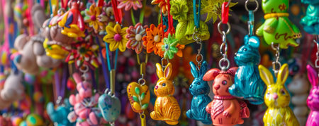 Easter Magic Captured in Handmade Bunny and Egg Keychains: A Colorful Spring Celebrationの素材