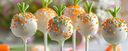 Fun and Festive Carrot Cake Pops: A Creative Easter Dessert Idea with Colorful Decorationsの素材