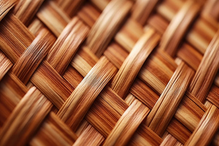Nature's Intricate Weave: A Captivating Macro Close-Up Shot of Wicker's Delicate Patterns and Texturesの素材