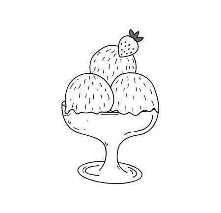 Hand drawn ice cream doodleのイラスト素材