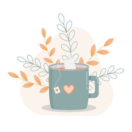 Vector illustration of autumn cup of teaのイラスト素材
