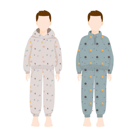 Set of sketches of stylish and diverse boy fashion outfitsのイラスト素材