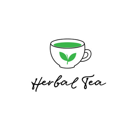 Tea logo template green organic herbal tea iconのイラスト素材