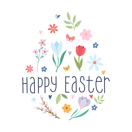 Hand drawn happy easter day letteringのイラスト素材