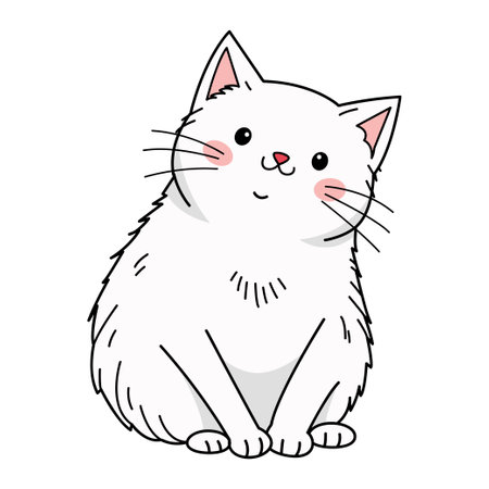 Cute little smiling cat, doodle illustrationのイラスト素材