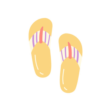 Cute Yellow Flip Flops Vector Summer Beach Sandals Illustrationのイラスト素材