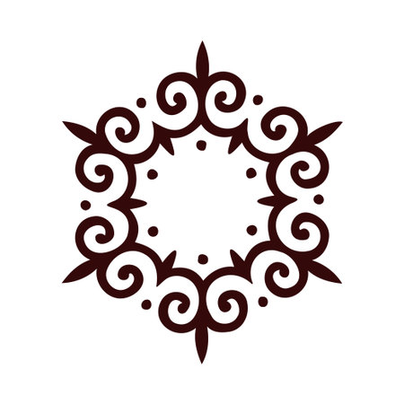 Kyrgyz Kazakh Ethnic Circular Ornament Central Asian Traditional Vector Patternのイラスト素材