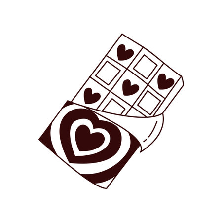 Cute Chocolate Bar with Heart Decorationsのイラスト素材
