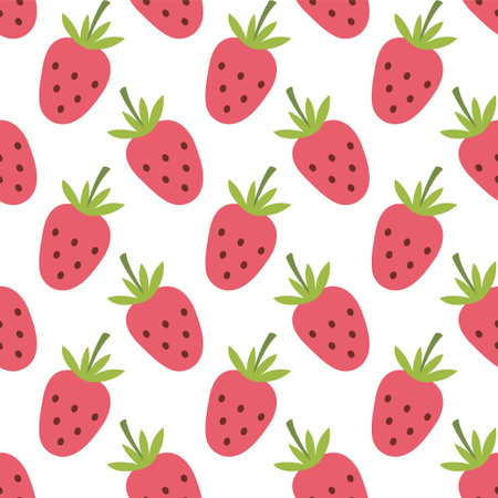 Cute Seamless Strawberry Pattern Hand Drawn Illustration