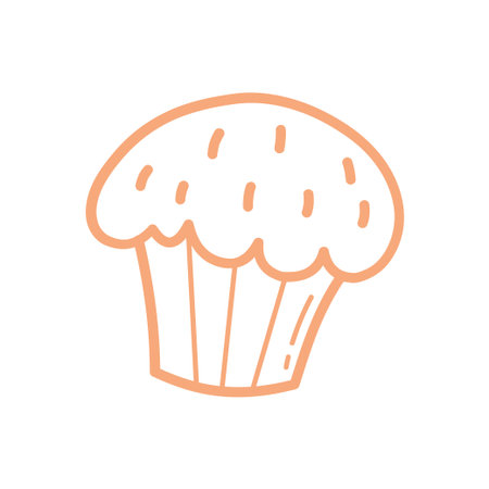Cute Muffin Hand Drawn Illustration in Minimal Doodle Style