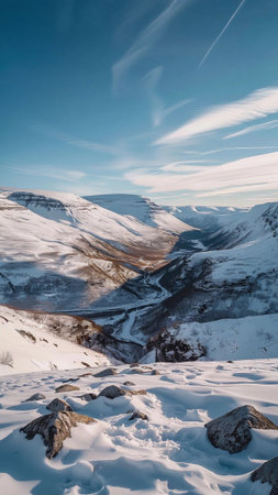 Beautiful winter landscape in the mountains of Iceland. Toned.の素材