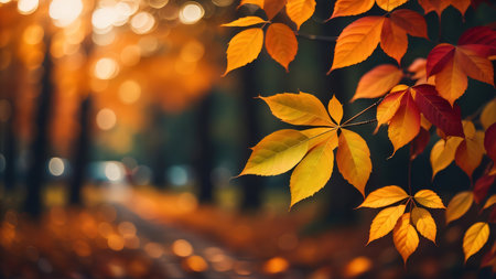 Autumn landscape with bright colorful leaves. Indian summer. Golden autumn.の素材