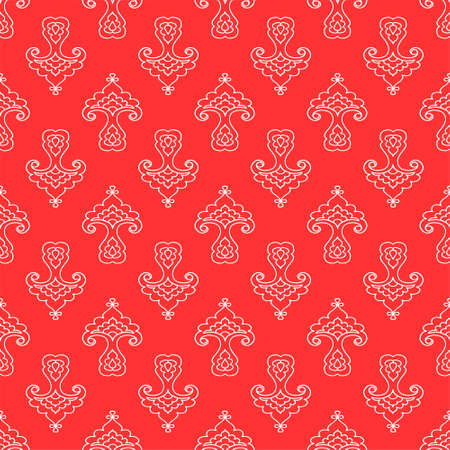 Tatar floral pattern. Stylized flower pattern. Monochrome vector illustration.のイラスト素材