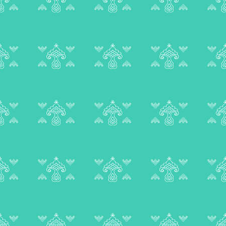 Tatar floral pattern. Stylized flower pattern. Monochrome vector illustration.のイラスト素材