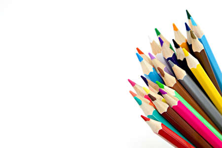 colored pencils on white backgroundの写真素材
