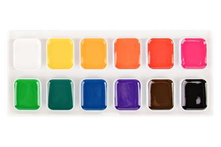 palette of watercolor paints isolatedの写真素材