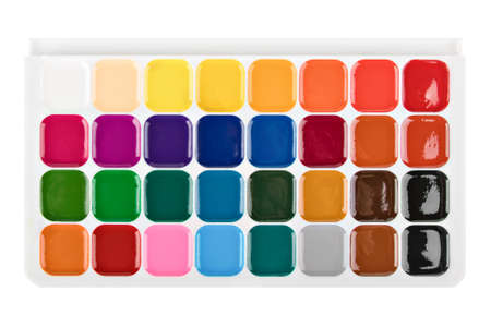 palette of watercolor paints isolatedの写真素材