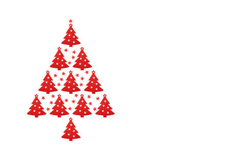 concept red christmas tree with red stars isolatedの写真素材