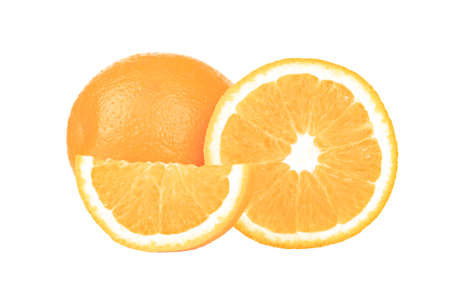 whole orange with a slice isolatedの写真素材